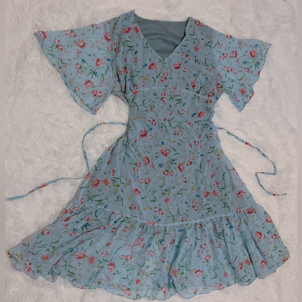 NEW Long Baby Blue Chiffon Dress